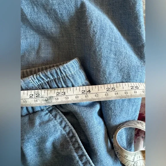 L.L. Bean Lake Washed Pull On Chambray Wide Leg Pant 26W - Picture 4 of 6